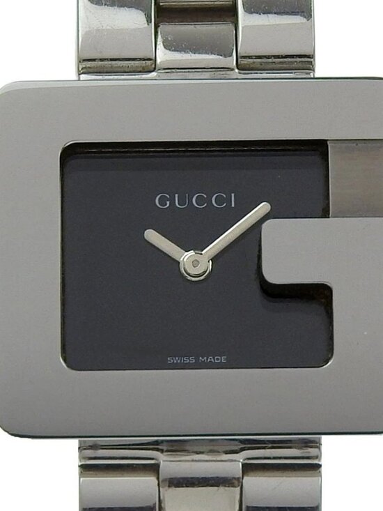 GUCCI G watch Watches 3600L blackDial Stainless Steel Quartz Analog displa...